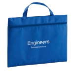 Trade fair bag non-woven fabric and carrying handle royal blue colour image with logo