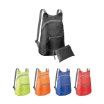 Foldable ripstop sports backpack with front pocket various colours