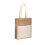 Jute bag with side compartment, 240 g/m2, Yute Pocket natural colour