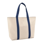 Cotton beach bag with magnetic closure, 280 g/m2 blue colour