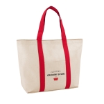 Cotton beach bag with magnetic closure, 280 g/m2 red colour image with logo