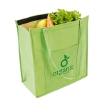 Non-woven cooler bag with long handles, 80 g/m2, Shopper light-green colour image with logo 4