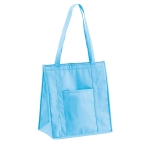 Non-woven cooler bag with long handles, 80 g/m2, Shopper light blue colour