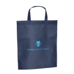 Affordable non-woven bag with short handles, 80 g/m2 blue colour image with logo