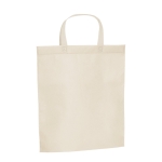 Affordable non-woven bag with short handles, 80 g/m2 beige colour