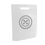 Non-woven bag with die-cut handle, 80 g/m2, Minimart white colour image with logo