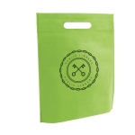 Non-woven bag with die-cut handle, 80 g/m2, Minimart light-green colour image with logo