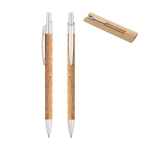 Eco-friendly ballpoint pen cork & aluminium blue ink various colours