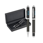 Rollerball and ballpoint pen set metal and carbon fibre main view