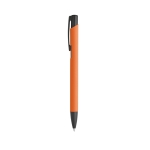 Metal ballpoint pen with coloured body and black ink orange colour