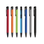 Metal ballpoint pen with coloured body and black ink various colours