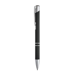 Aluminium ballpoint pen with rubber barrel black ink black colour