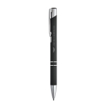 Aluminium ballpoint pen with rubber barrel black ink black colour image with logo