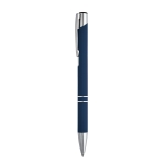 Aluminium ballpoint pen with rubber barrel black ink blue colour