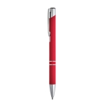 Aluminium ballpoint pen with rubber barrel black ink red colour