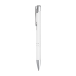 Aluminium ballpoint pen with rubber barrel black ink white colour