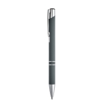 Aluminium ballpoint pen with rubber barrel black ink grey colour