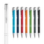 Aluminium ballpoint pen with rubber barrel black ink various colours