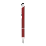 Aluminium pen with push mechanism, blue ink red colour