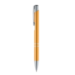 Aluminium pen with push mechanism, blue ink orange colour