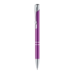 Aluminium pen with push mechanism, blue ink violet colour second view