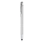 Aluminium touch pen with blue ink, Arrowtouch matt silver colour first view