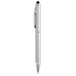 Plastic touch pen with metal surface, black ink, eTop matt silver colour