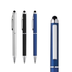 Plastic touch pen with metal surface, black ink, eTop various colours