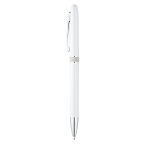 Ballpoint pen with twist mechanism and metal clip white colour