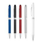 Ballpoint pen with twist mechanism and metal clip various colours