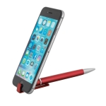 Touch pen ballpoint pen with metal and phone holder red colour fourth view