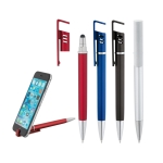 Touch pen ballpoint pen with metal and phone holder various colours