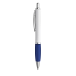 Ballpoint pen white barrel rubber grip blue colour