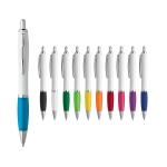 Ballpoint pen white barrel rubber grip various colours