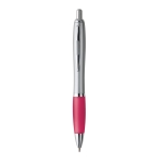 Ballpoint pen with anti-slip grip and blue ink fuchsia colour first view