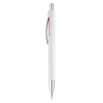 Ballpoint pen with metal push button blue ink red colour