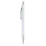 Ballpoint pen with metal push button blue ink light-green colour