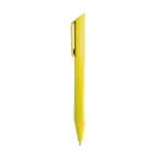 Rotatable ballpoint pen with blue ink, Geometric yellow colour