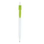 White ballpoint pen coloured clip black ink light-green colour first view