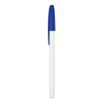 Ballpoint pen with white barrel and cap, Corvina blue colour