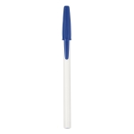 Ballpoint pen with white barrel and cap, Corvina blue colour