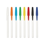 Ballpoint pen with white barrel and cap, Corvina various colours