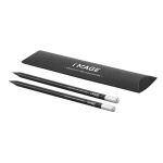 Elegant gift case with two pencils as a gift, Duo matt silver colour image with logo