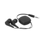 Earphones in case, Compact black colour