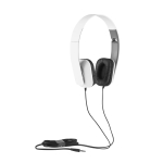 Foldable headphones for easy transport, printed with logo white colour