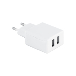 Plug and charger with 2 USB ports: 2 5V/1-2.1A, Square white colour