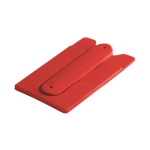 Silicone card holder with adhesive for a mobile phone red colour