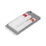 Silicone card holder with adhesive for a mobile phone white colour third view