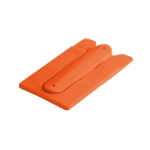 Silicone card holder with adhesive for a mobile phone orange colour