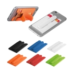 Silicone card holder with adhesive for a mobile phone various colours